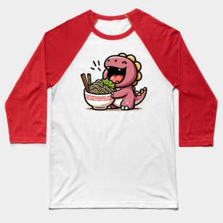 Endearing Dino Eating Ramen Baseball T-Shirt